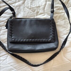 French Connection Black Crossbody Bag with Whipstitch Detail